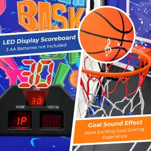 Costway Electronic Basketball Arcade Game Foldable Basketball Game 2 Player Shot 8 Modes