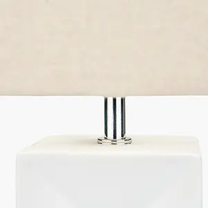 Block White Ceramic Tall Table Lamp