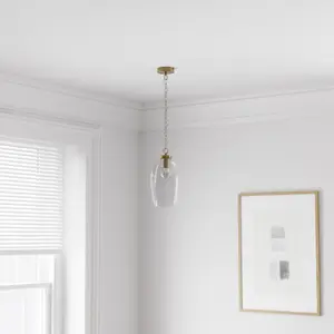 GoodHome Rochford Vintage Satin Antique brass effect Pendant ceiling light, (Dia)170mm