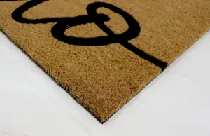 A.Unique Home 15mm Natural Coir Doormat with Printed Pattern 40cm x 80cm - Non-Slip PVC Backed - HELLO MAT