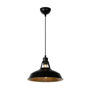 Lucide Brassy-Bis Industrial Pendant Light 31cm - 1xE27 - Black