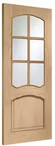 Internal Riviera Oak Clear Bevelled Glass and Raised Mouldings Door 1981 x 762 x 35mm (30")