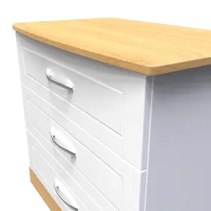 Whitby 3 Drawer Chest in White Ash & Oak (Ready Assembled)