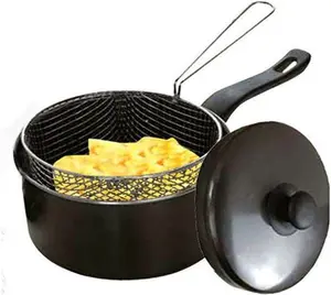 20cm Chip Pan With Lid & Wire Basket By Prima