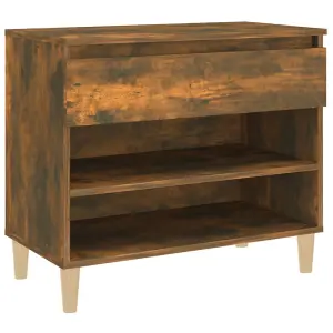 Berkfield Shoe Cabinet Smoked Oak 70x36x60 cm Engineered Wood