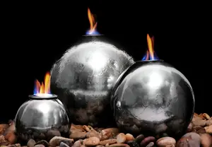 Primrose Magma Triple Sphere Stainless Steel Fire & Water Feature H27cm