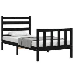 Berkfield Bed Frame with Headboard Black 100x200 cm Solid Wood