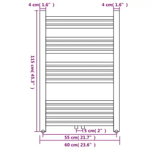 Bathroom Central Heating Towel Rail Radiator Straight 600 x 1160 mm