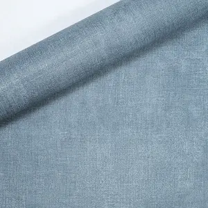 Plain Blue Textured Wallpaper Linen Suede Effect Slightly Imperfect Thick Vinyl