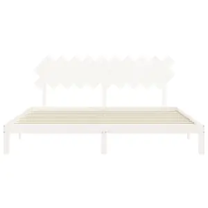 Berkfield Bed Frame with Headboard White 200x200 cm Solid Wood