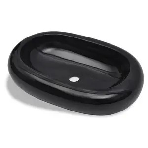 Belfry Bathroom 250mm L Ceramic Oval Countertop Basin Sink Black