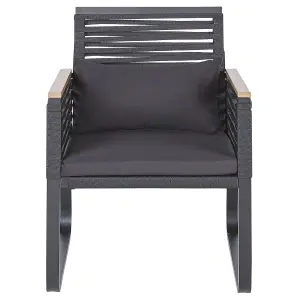 Set of 2 Garden Chairs with Cushions CANETTO Metal Black