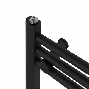 Right Radiators Prefilled Thermostatic Electric Heated Towel Rail Straight Ladder Warmer Rads - Black 800x400 mm