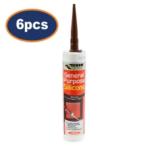 Silicone Sealant Everbuild Brown 6pcs General Purpose 280ml Waterproof Seal