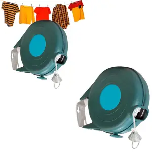 Anti Slip Washing Line 12m Outdoor Wall Mounted Extendable Retractable Reel Clothes Line