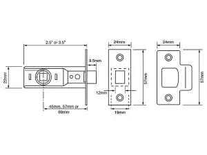 UNION Y2600 Tubular Latch Essentials Zinc Plated 65mm 2.5in Visi