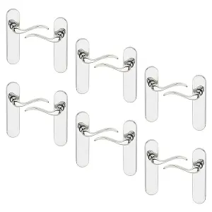 URBNLIVING 150mm Length 12 Pcs Geneva Scroll Metal & Polished Nickel Lever Latch Door Plain Handle Set