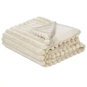 Bedspread RAKYA Faux Fur 150 x 200 cm Beige