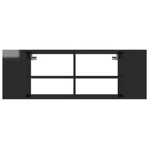 vidaXL Wall-Mounted TV Cabinet High Gloss Black 102x35x35 cm Engineered Wood