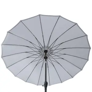 SunDaze 2.7M Grey Garden Fiberglass Rib Parasol with Crank Tilt Mechanism Outdoor Patio Umbrella