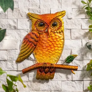 Owl Glass Garden Outdoor Wall Art