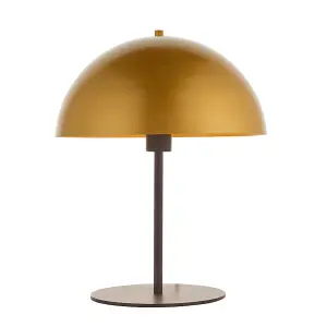 Dark Bronze Table Lamp - Gold Painted Metal Dome Shade - Side Table Light