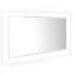 Berkfield LED Bathroom Mirror High Gloss White 90x8.5x37 cm Engineered Wood