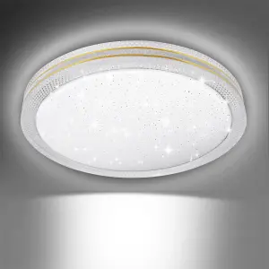 18W LED Ceiling Light, daylight 6500K, 1950 Lumen, Round, gold edged