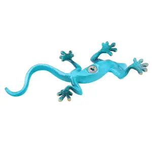 Blue Speckled Gecko Lizard Resin Wall Shed Sculpture Decor Statue Large House