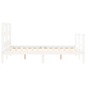 Berkfield Bed Frame with Headboard White 140x190 cm Solid Wood