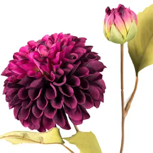 Hill Interiors Dahlia Deep Purple Stem Faux Plant