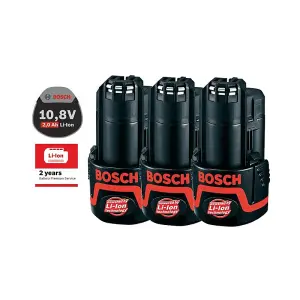 3 X Bosch 12v / 10.8v Lithium Ion 2.0ah Battery for GSR GDR GOP GWI GSA GSB GLI