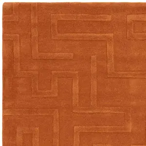 Handmade Modern Rust Abstract Wool Easy to Clean Rug for Living Room & Bedroom-200cm X 290cm