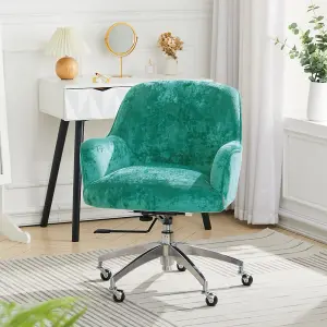 Office Desk Chair Ice Velvet Swivel Executive Office Chair Computer Armchair for Home or Office,Light Green