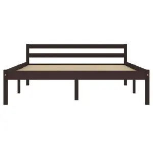 Berkfield Bed Frame Dark Brown Solid Pine Wood 140x200 cm