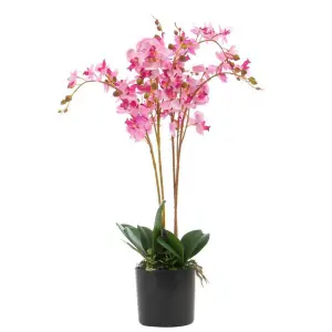 60cm Leaf Design UK Realistic Artificial Orchid Flower Display in Pot