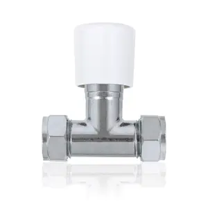 Tower TRV Thermostatic Radiator Valve White Straight Lockshield Head 10-15mm