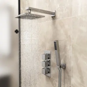 Cameo 3 Dial 2 Way Square Set - Shower Head & Handset