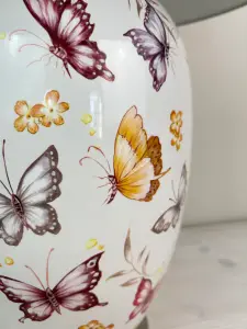 Pink Butterfly Ceramic Table Lamp with Pleated Shade