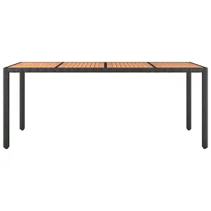 Berkfield Garden Table with Wooden Top Black Poly Rattan&Solid Wood Acacia