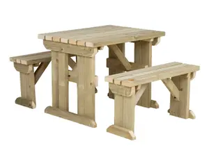 Arbor Garden Solutions Picnic Bench and Table Set, Aspen Wooden Patio Furniture (4ft, Natural finish)