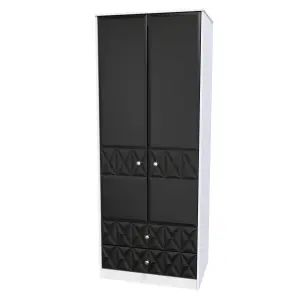 Toledo 2 Door 2 Drawer Wardrobe in Deep Black & White (Ready Assembled)