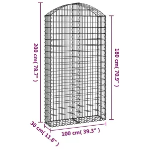 Berkfield Arched Gabion Basket 100x30x180/200 cm Galvanised Iron