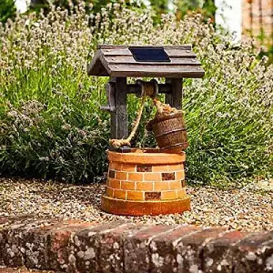 Vintage Style Water Fountain - Solar Powered Resin Wishing Well Colour Recycling Water Feature