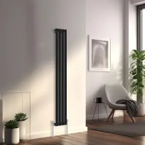 Right Radiators 1600x272 mm Vertical Single Flat Panel Designer Radiator Black