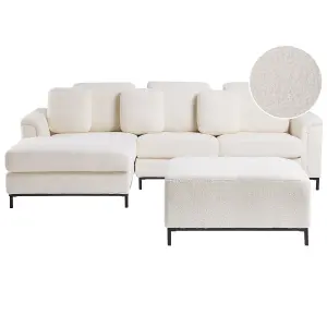 Right-Hand Corner Sofa with Ottoman OSLO White Boucle 5 Seater Right Hand