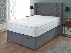 Artisan End Lift Ottoman Storage Divan Bed Base Only 5FT6 King - Wool Steel