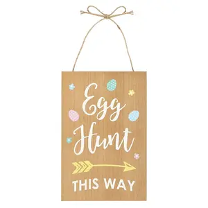 Something Different Egg Hunt This Way Easter Plaque Multicoloured (One Size)