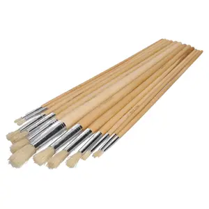 12pc Artist Craft Brushes Round Head Wooden Handles Paint Brushes