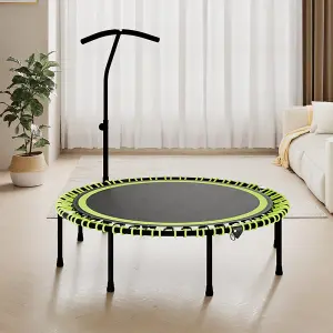 48in Bungee Cords Foldable Round Trampoline with Adjustable T-Handle Bar in Green